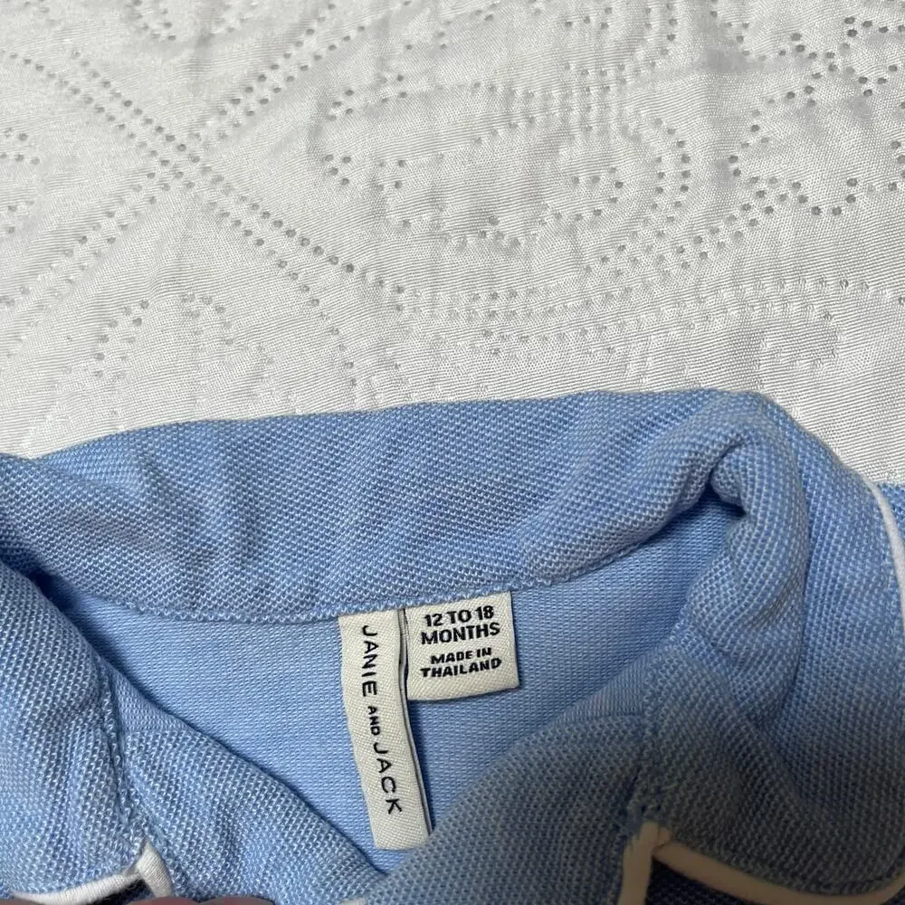Janie and Jack Baby Bunny Pique Polo Romper Size 12-18 months